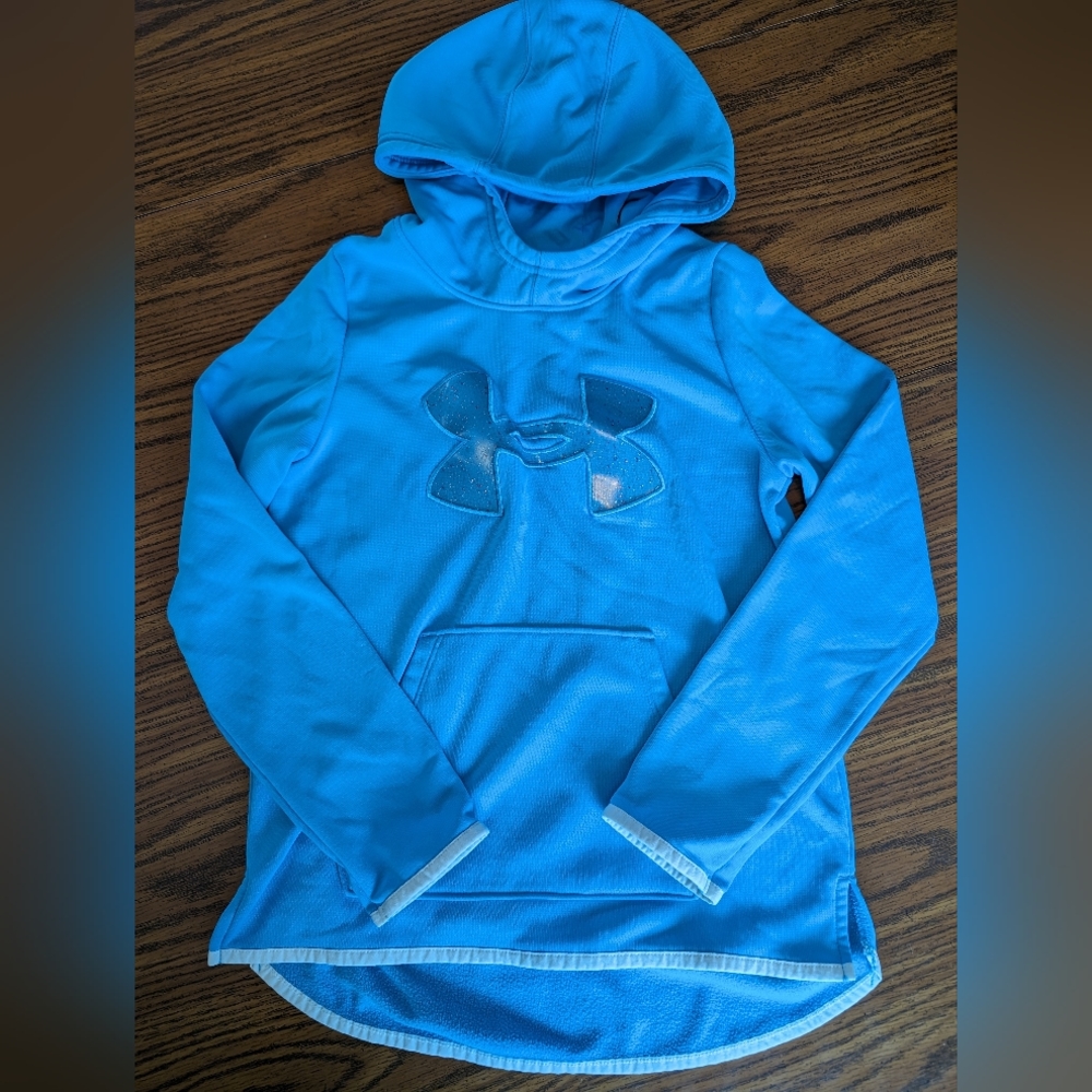Girls Under Armour Hoodie Sweatshirt -Blue- Size Youth Medium - Loose Fit -